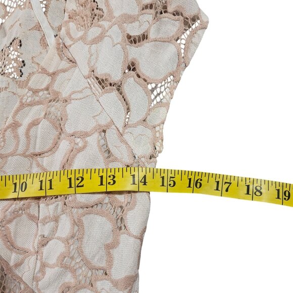 Free People Lace Mini Dress Beige XS Feminine Romantic Boho Chic Cottage core - Picture 5 of 14